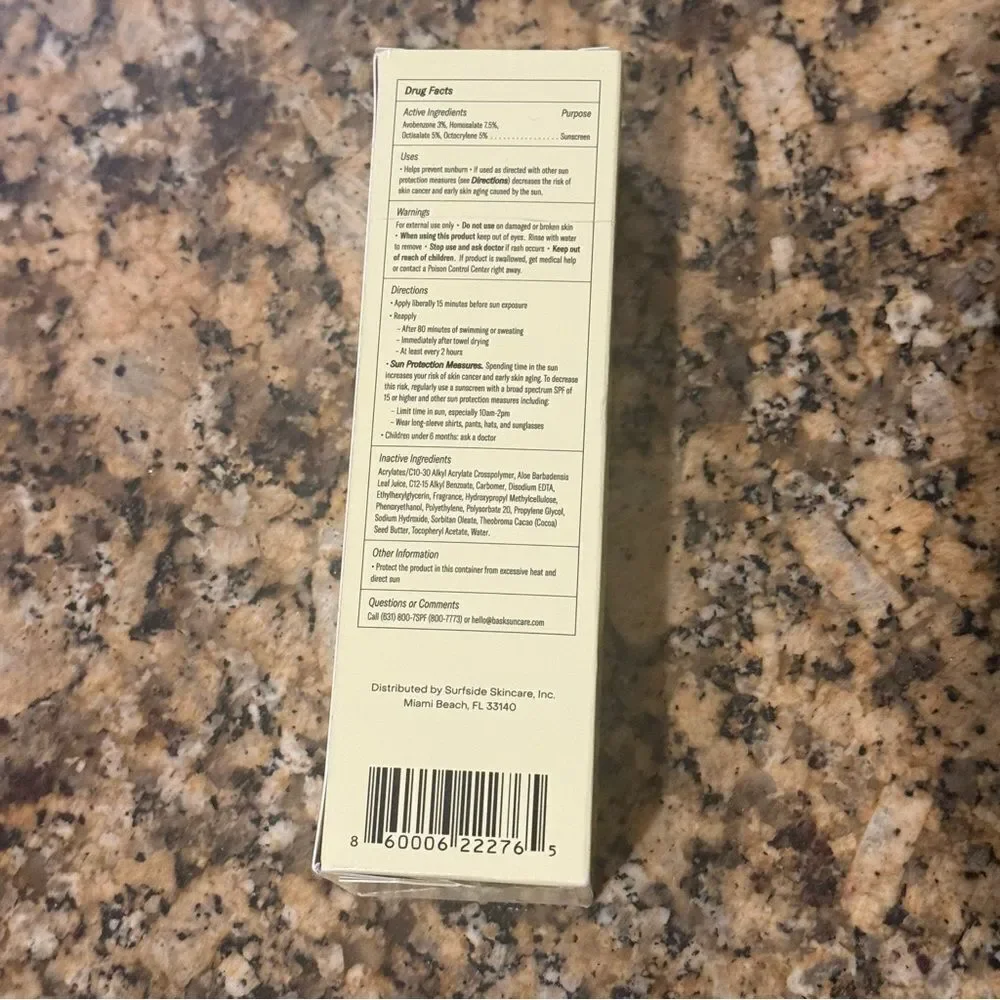 Bask Moisturizing SPF 30 Sunscreen Lotion 3.4oz Award Winning No White Cast NWT